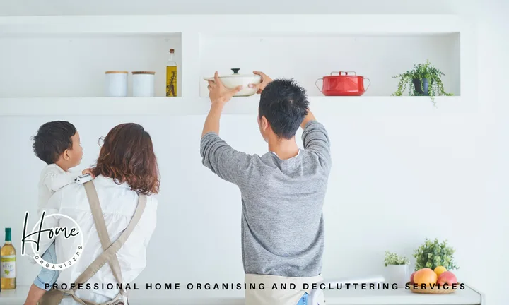 Shared home storage with colour-coded baskets
